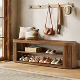 47.2" Entryway Bench, 2-Tier Shoe Bench End of Bed Stool with Storage 3