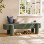 Tufted Upholstered Entryway Bench, Solid Wood Frame, Modern Bedroom Bench