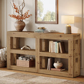 63" Solid Wood Console Table with Storage, 3-Tier Farmhouse Entryway & Sofa Table with Open Shelves 3