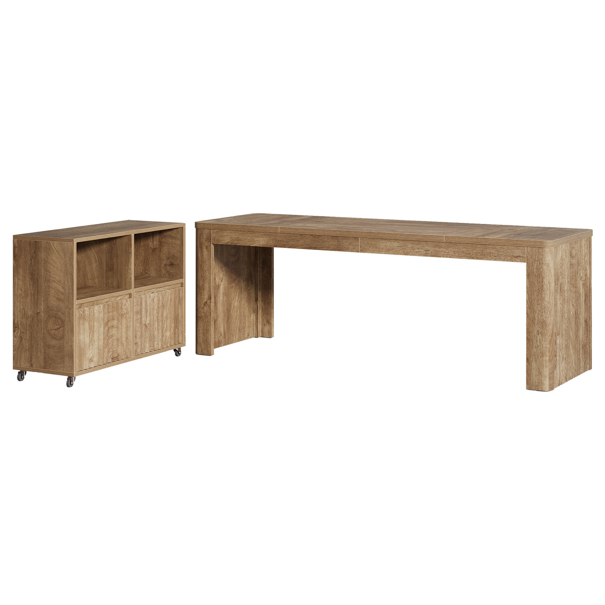 79" L-Shaped Executive Desk with Mobile File Cabinet, Modern Home Office Desk