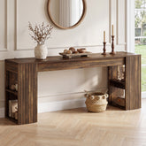 86" Extra Long Console Table, Farmhouse Entryway Sofa Table with Shelves for Hallway 3