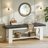 47" Entryway Bench with Padded Cushion, 2-Tier Shoe Rack Storage Bench 3