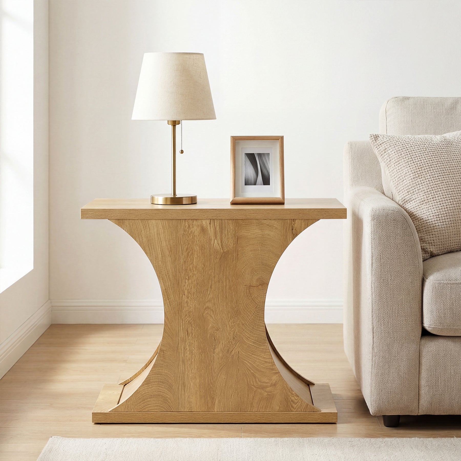 31.5" End Table, Rectangle Side Table with Hourglass Base