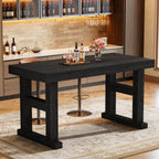 63" Farmhouse Bar Table, Counter Height Pub Table for 4-6 People with Sturdy H-Frame Legs