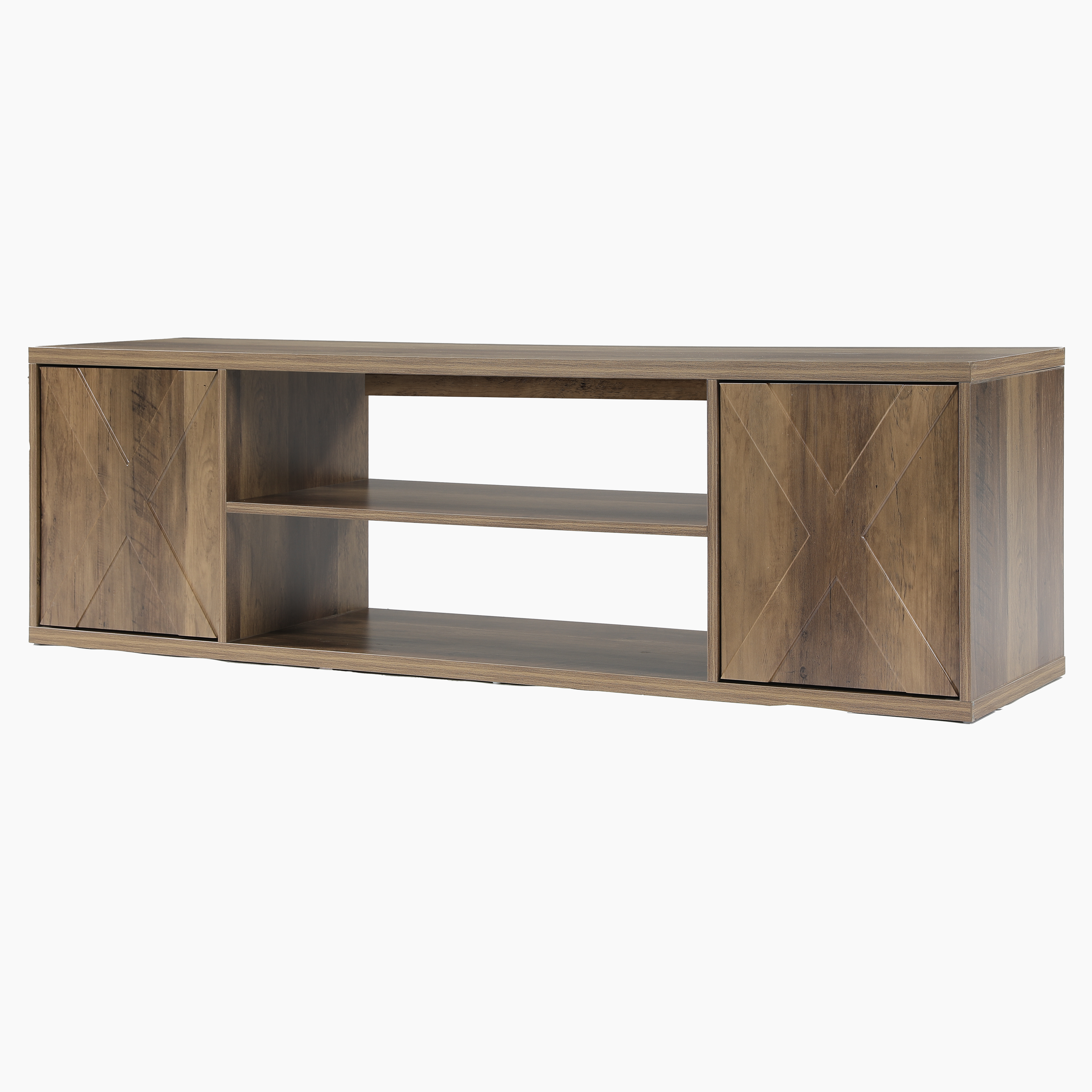 63" Entryway Bench, Shoe Storage Bench with Barn Doors for Living Room