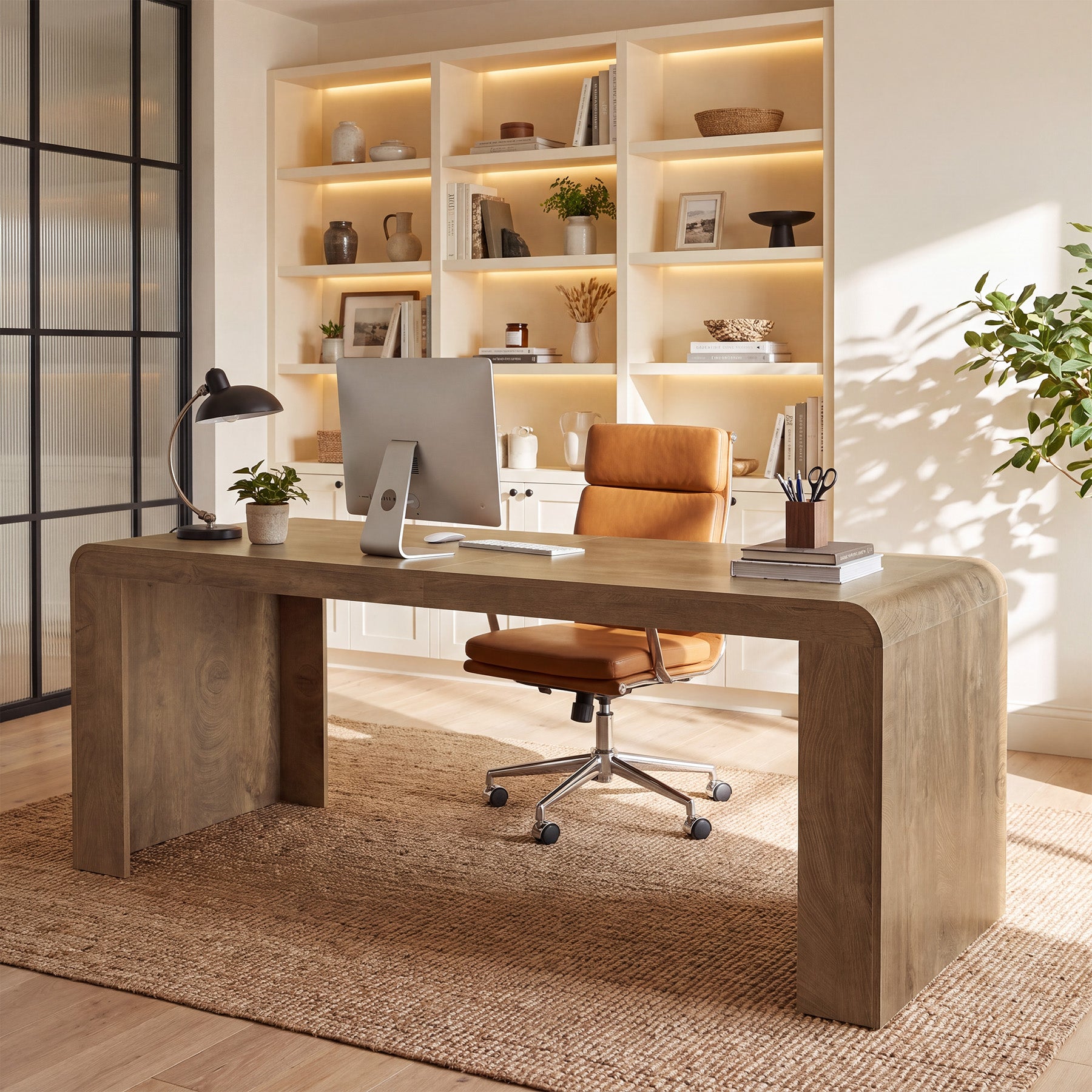 71" Executive Desk, Modern Computer Desk with Spacious Tabletop for Work, Business