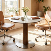 31.5" Conference Table for 2-4, Round Meeting Room Table with Sintered Stone Tabletop 3