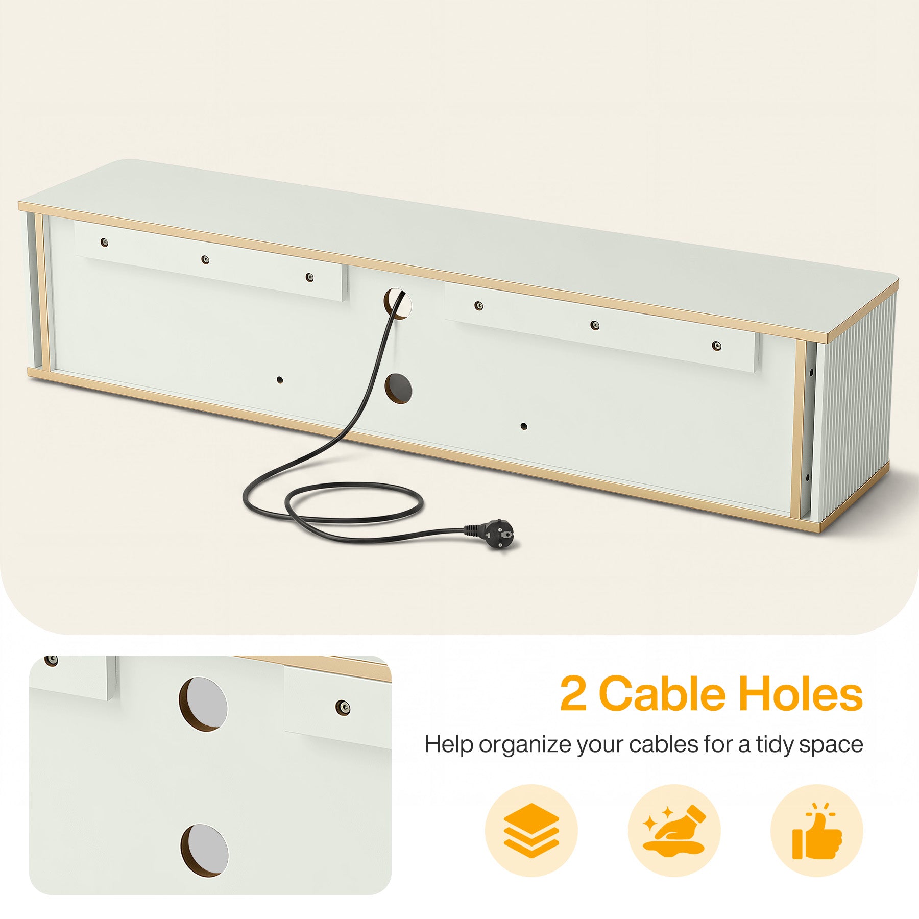 55" Floating TV Stand with 2 Drawers, Wall Mounted Entertainment Center for Living Room