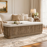 55" Lift Top Storage Bench, Ottoman End of Bed Bench with Cushion & Safety Hinge 3