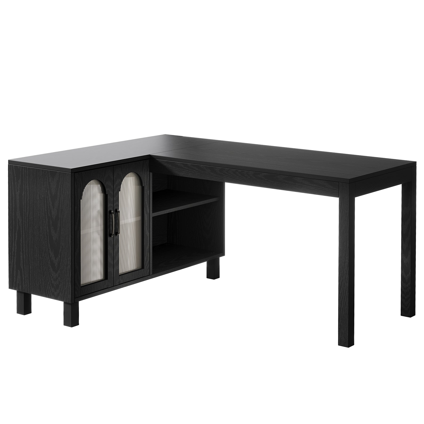 59" L-Shaped Executive Desk, Computer Desk Home Office Desk With Storage Cabinet