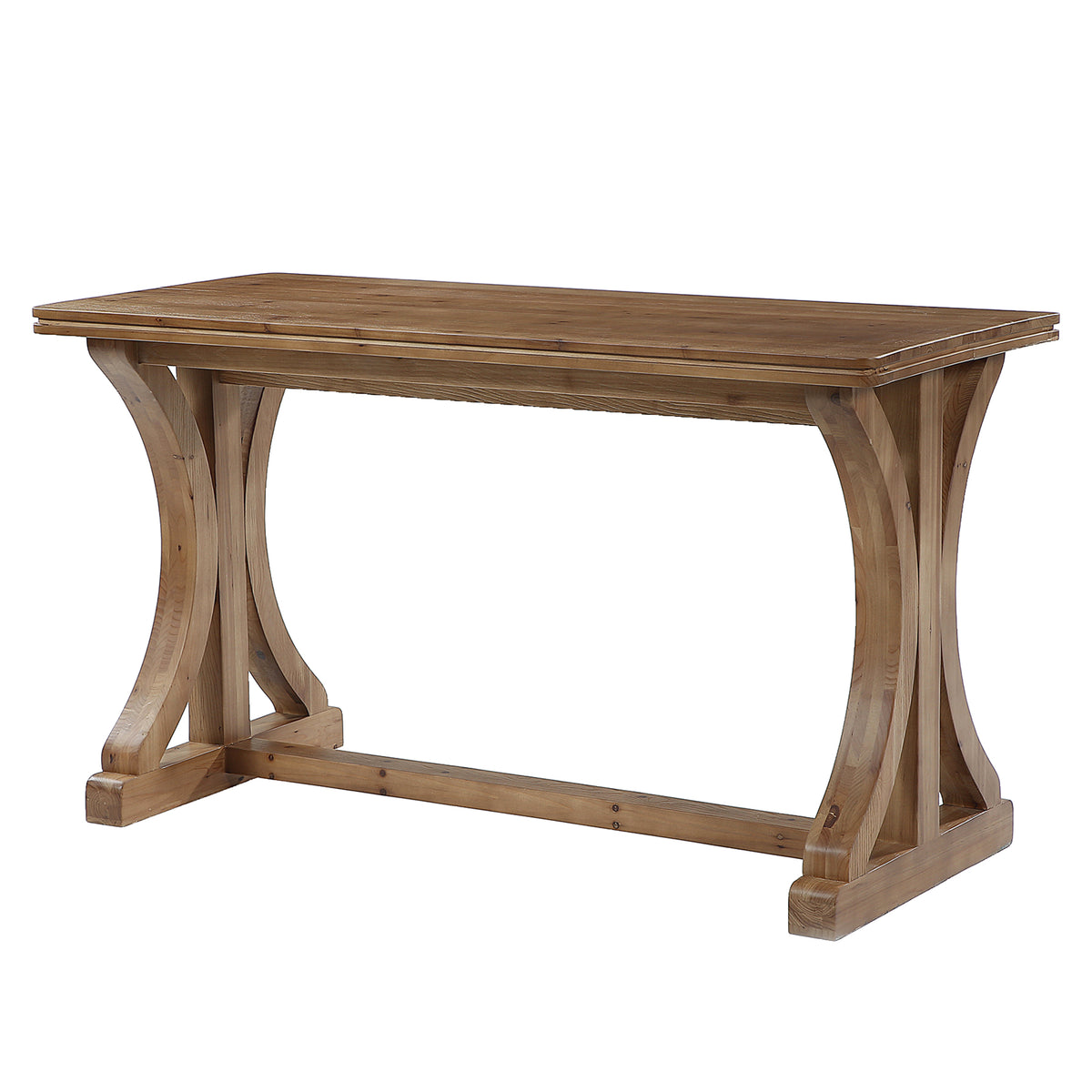 63" Counter Height Pub Table, Farmhouse Solid Wood Bar Table with X-Shaped Legs