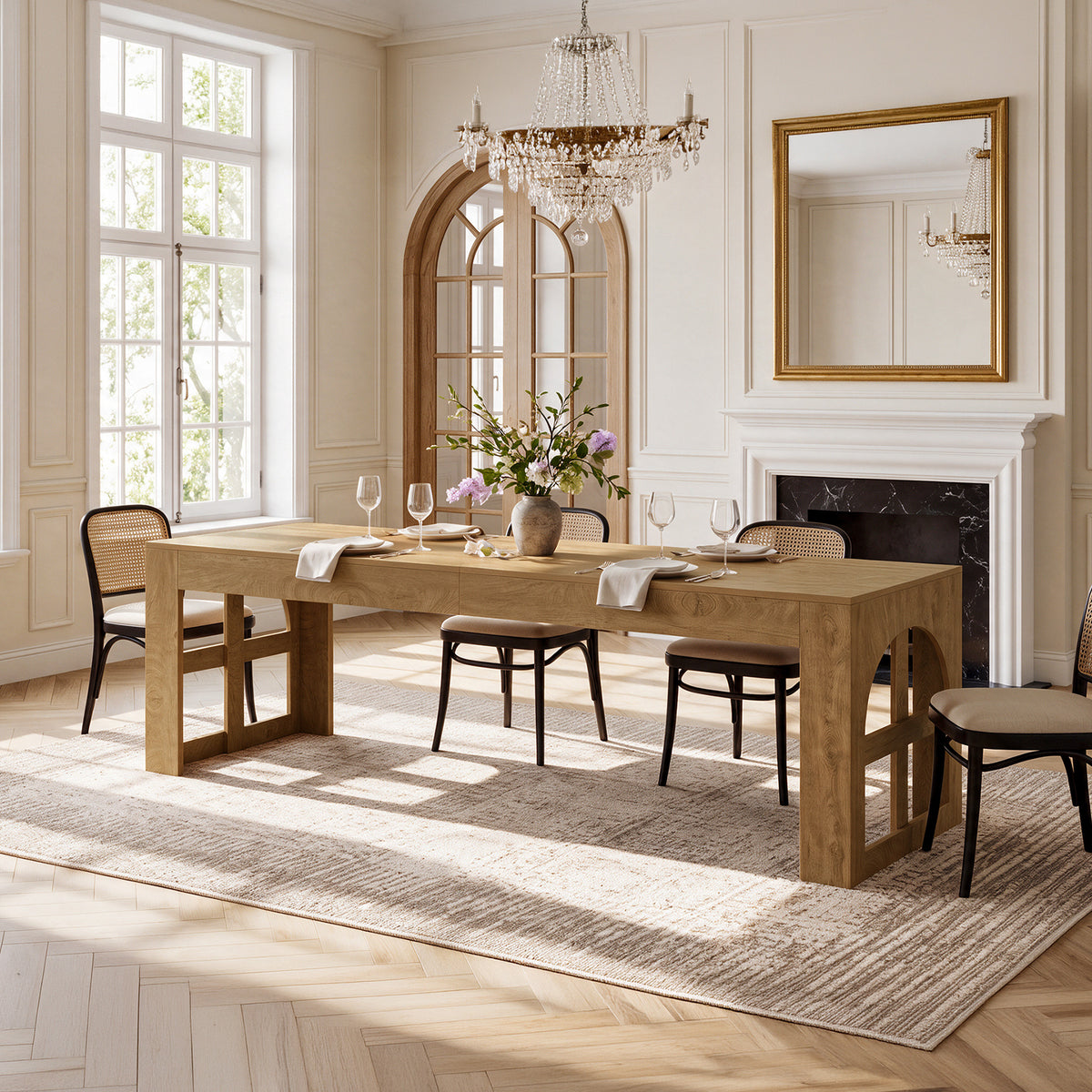 79" Farmhouse Dining Table for 6-8, Rectangular Kitchen Table for Dining Room