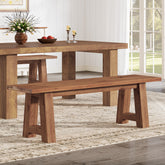 Solid Wood Dining Bench, 55" Entryway Bench with A-Shaped Legs 3