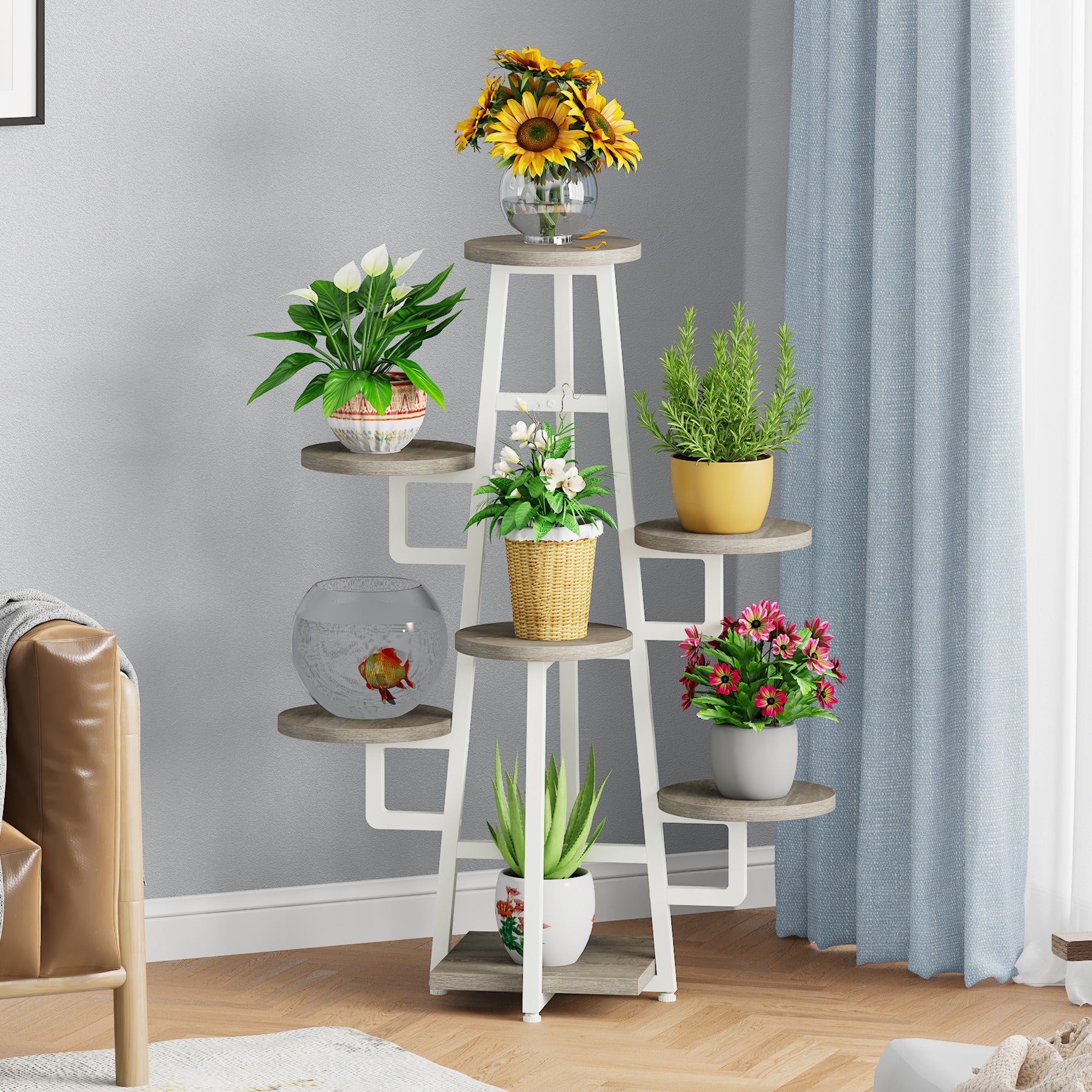 7-Tier Plant Stand, 43.3" Plant Pots Holder Rack Flower Stand