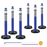 45" Reflective & Glow-in-the-Dark Traffic Delineator Posts with Heavy Rubber Base & Connecting Chains 3