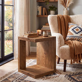 Solid Wood End Table, 2-Tier Side Table with Hollow-Frame for Living Room, Bedroom 3