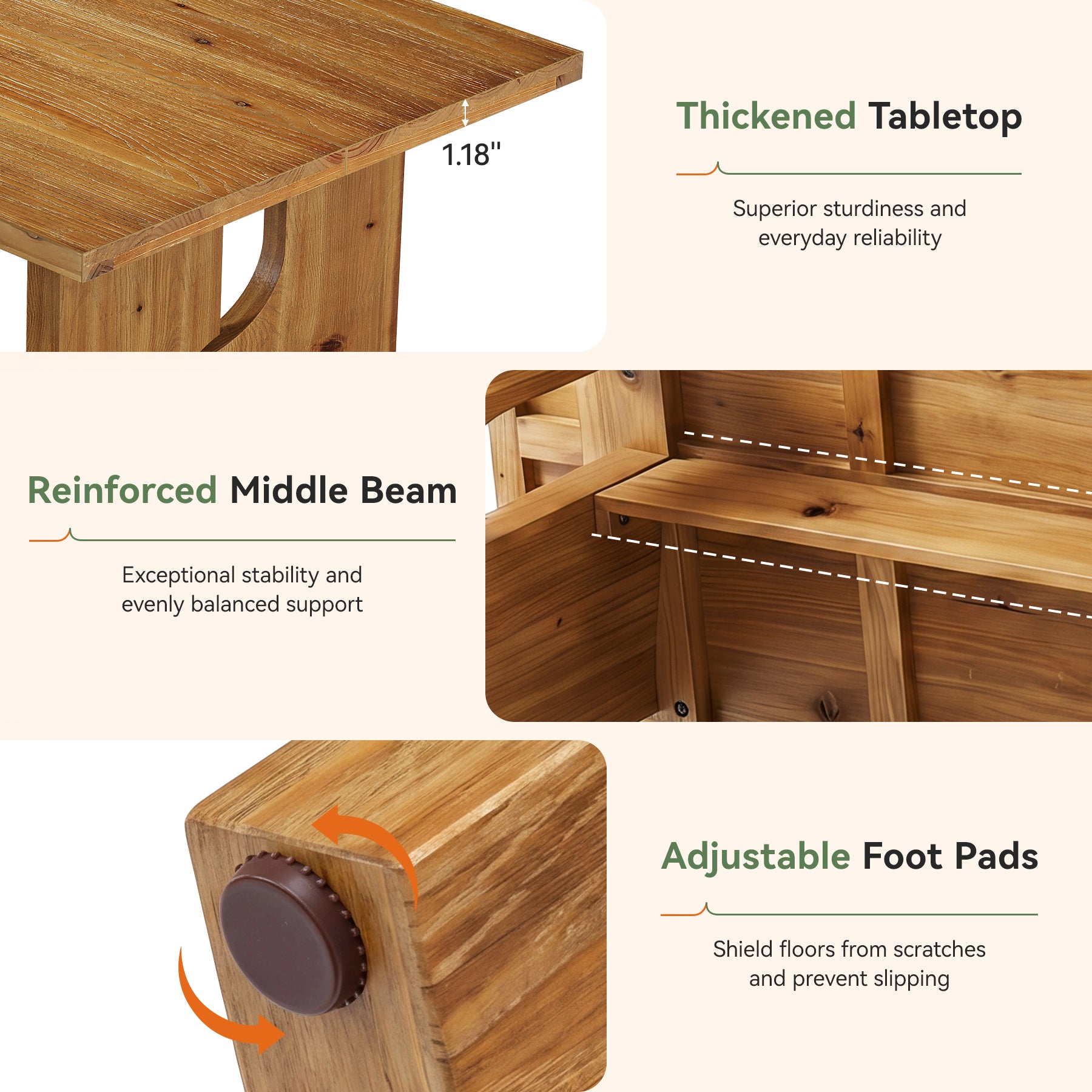 5.25FT Solid Wood Conference Table for 4-6 Users, 63" Executive Desk with Cutout Bases