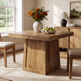 31.5" Square Dining Table, Farmhouse Dinner Table with Trapezoidal Base for 2-4 3