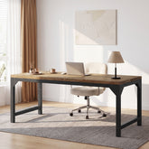 63" Solid Wood Office Desk, Heavy-Duty Computer Desk with Metal Frame 3