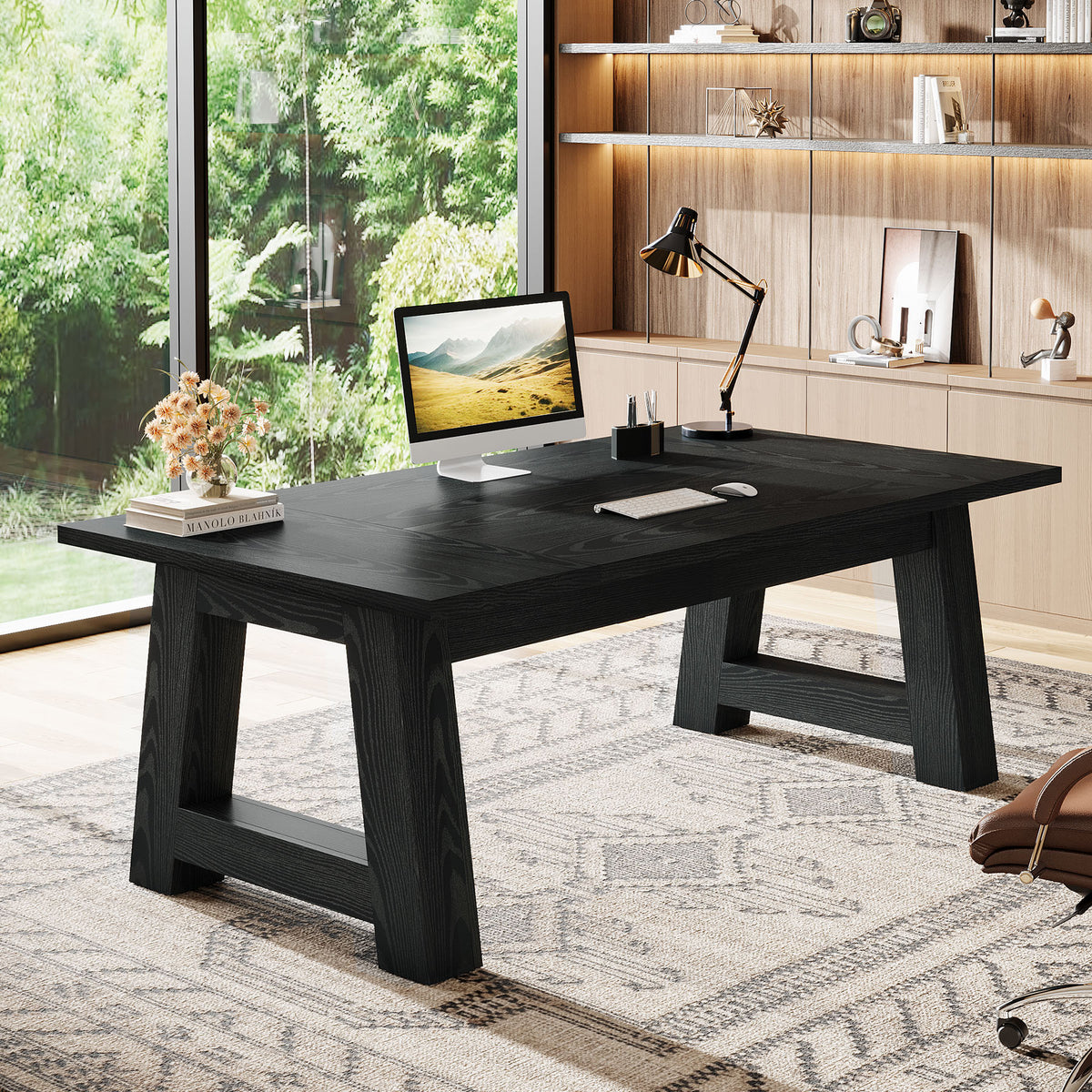62.6" Executive Desk,  Large Office Computer Desk with Thickened Frame