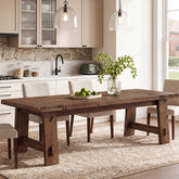 86.61" Solid Wood Dining Table, Rectangular Kitchen Table with A-Shaped Legs for 8-10 3