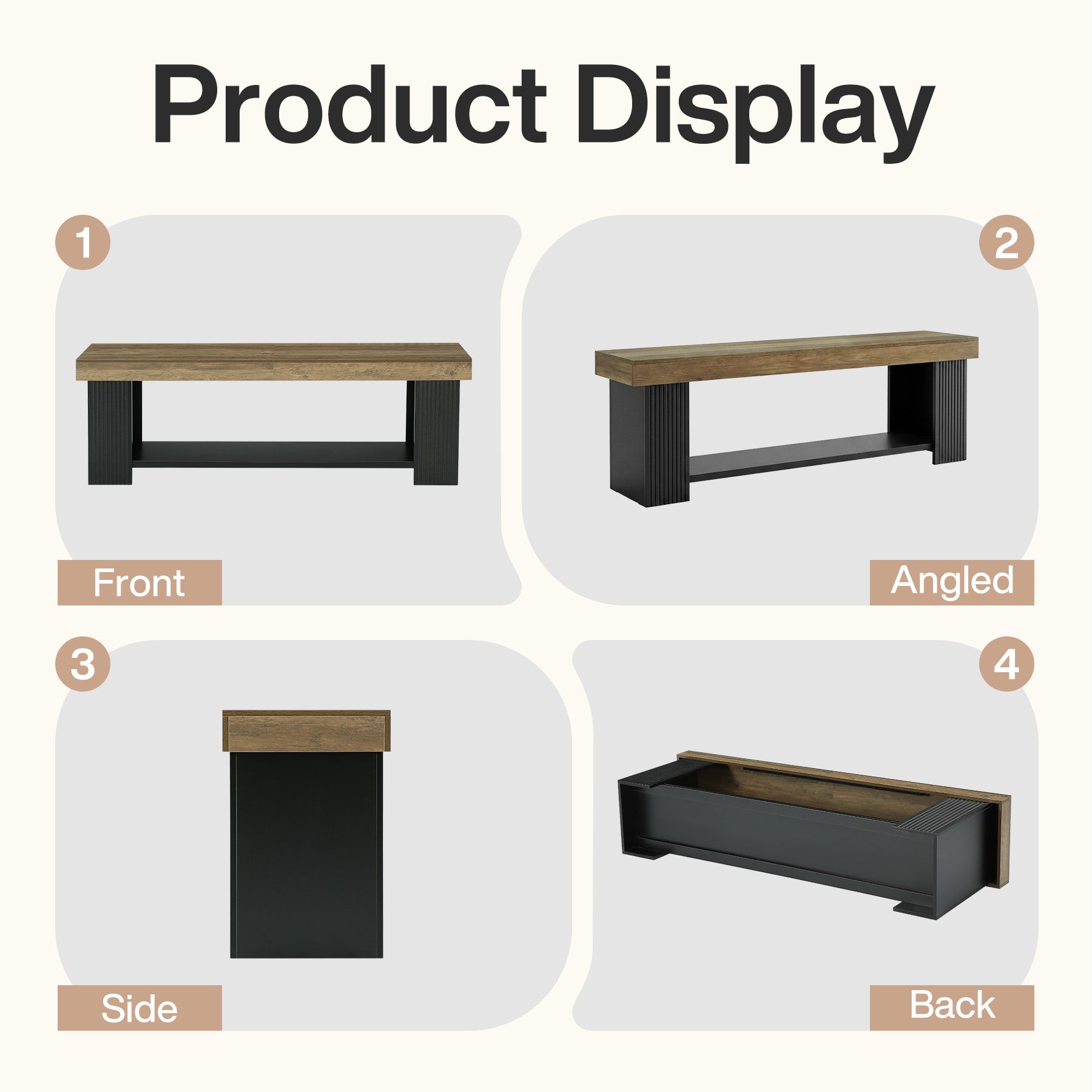 71" TV Stand for 70/75/80" TVs, Farmhouse Entertainment Center with Open Shelf