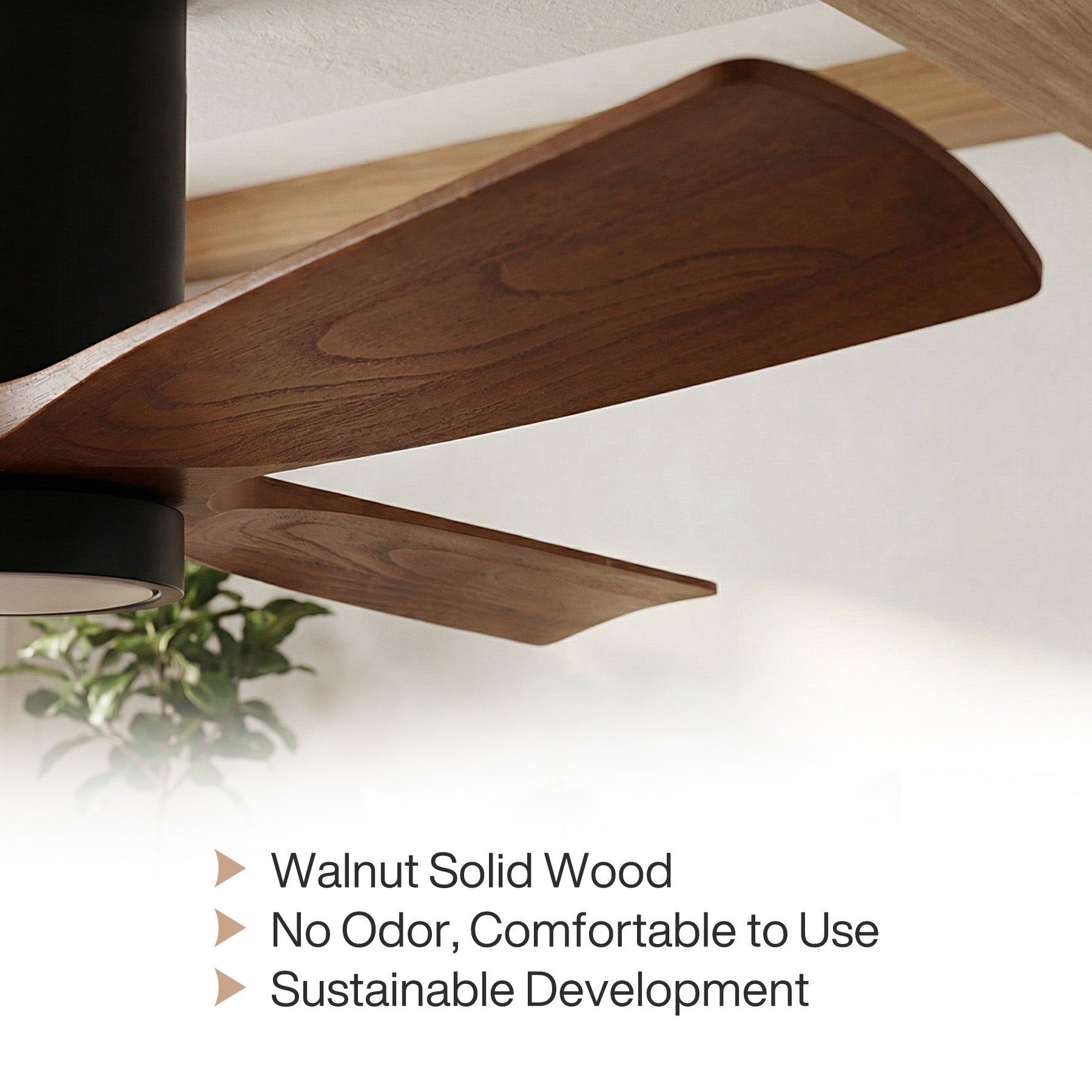 52" Ceiling Fans with Lights & Remote Control, 3 Solid Wood Blades