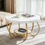 31.5" Round Coffee Table, 2-Tier Modern Center Table with Faux Marble Top & Metal Base