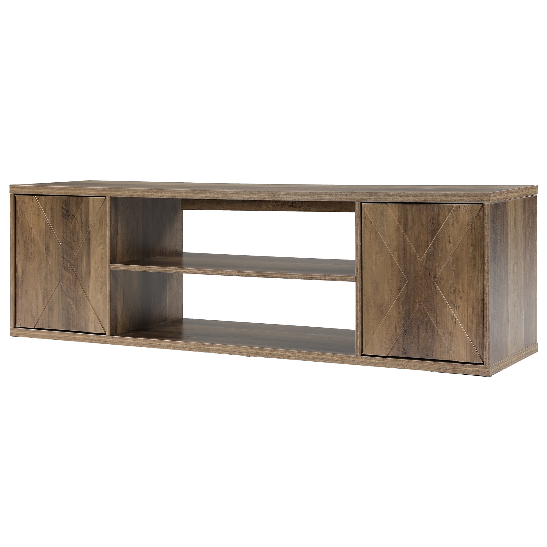 63" Entryway Bench, Shoe Storage Bench with Barn Doors for Living Room