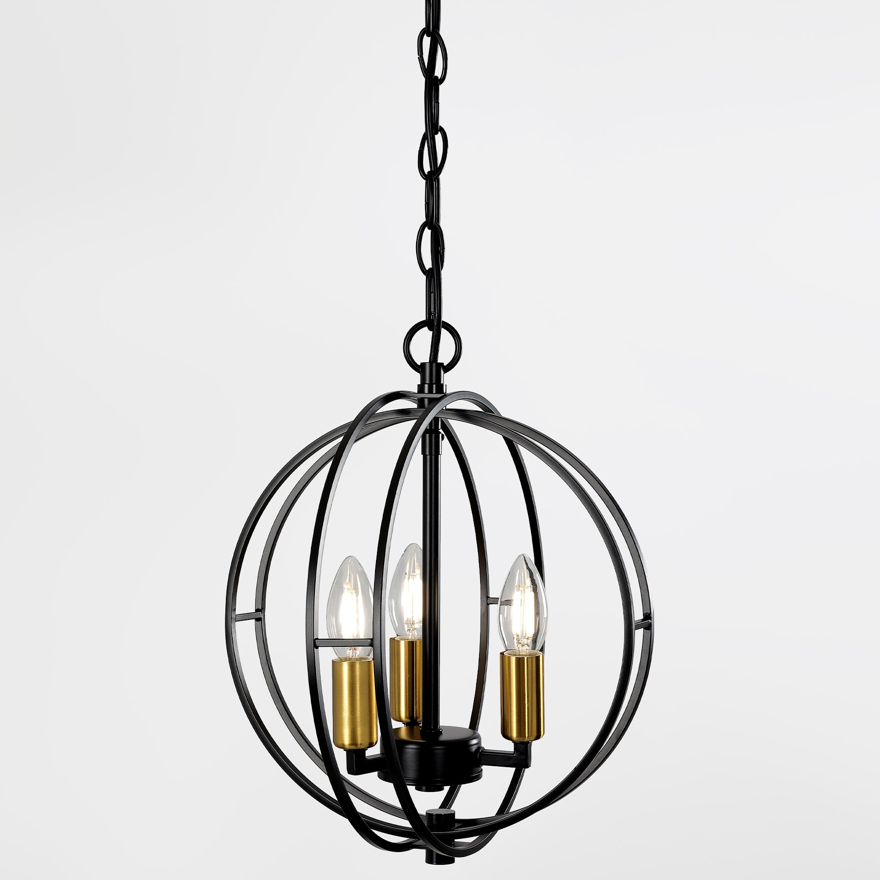 3-Light Chandelier, Industrial Metal Globe Pendant Light with Adjustable Hanging Height