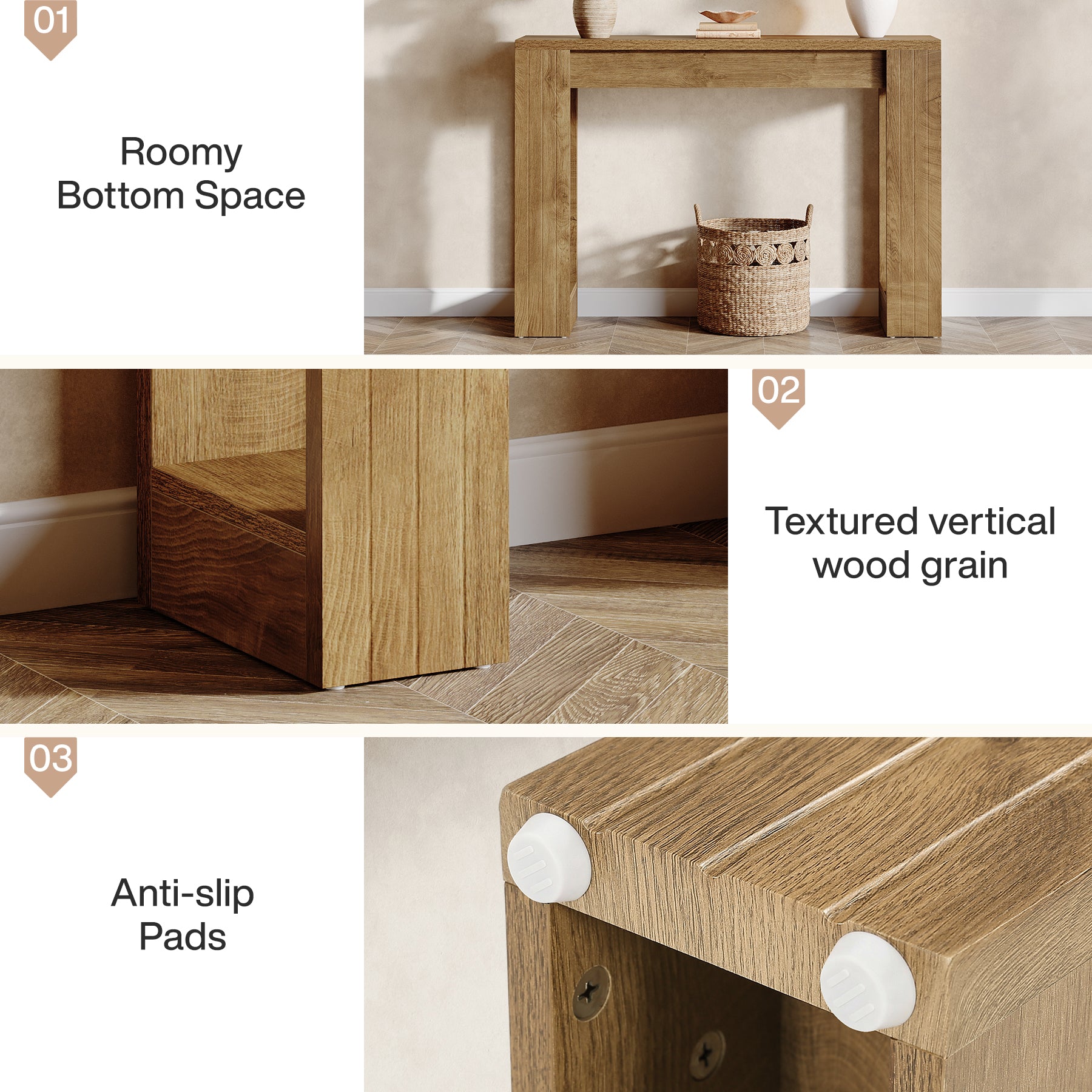 41.3" Modern Farmhouse Console Table – Rectangular Sofa Table with Double Wooden Base for Entryway, Hallway, or Living Room