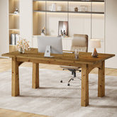Solid Wood Executive Desk, 63" Computer Desk with Sturdy Wooden Legs 3