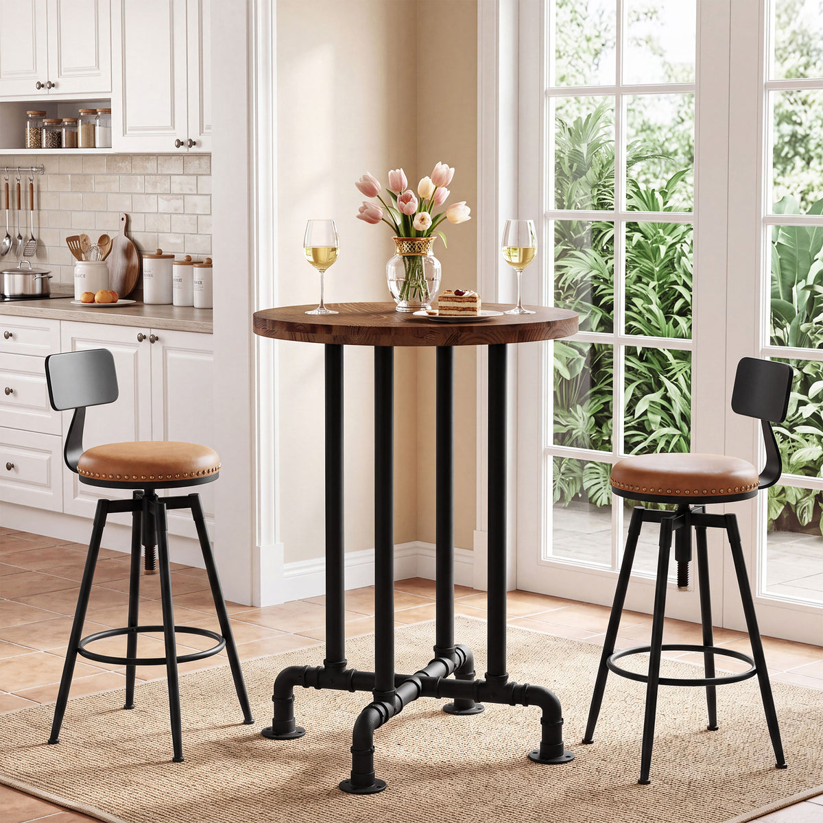 37.4" Round Bar Table, Solid Wood High Bar Height BistroTable