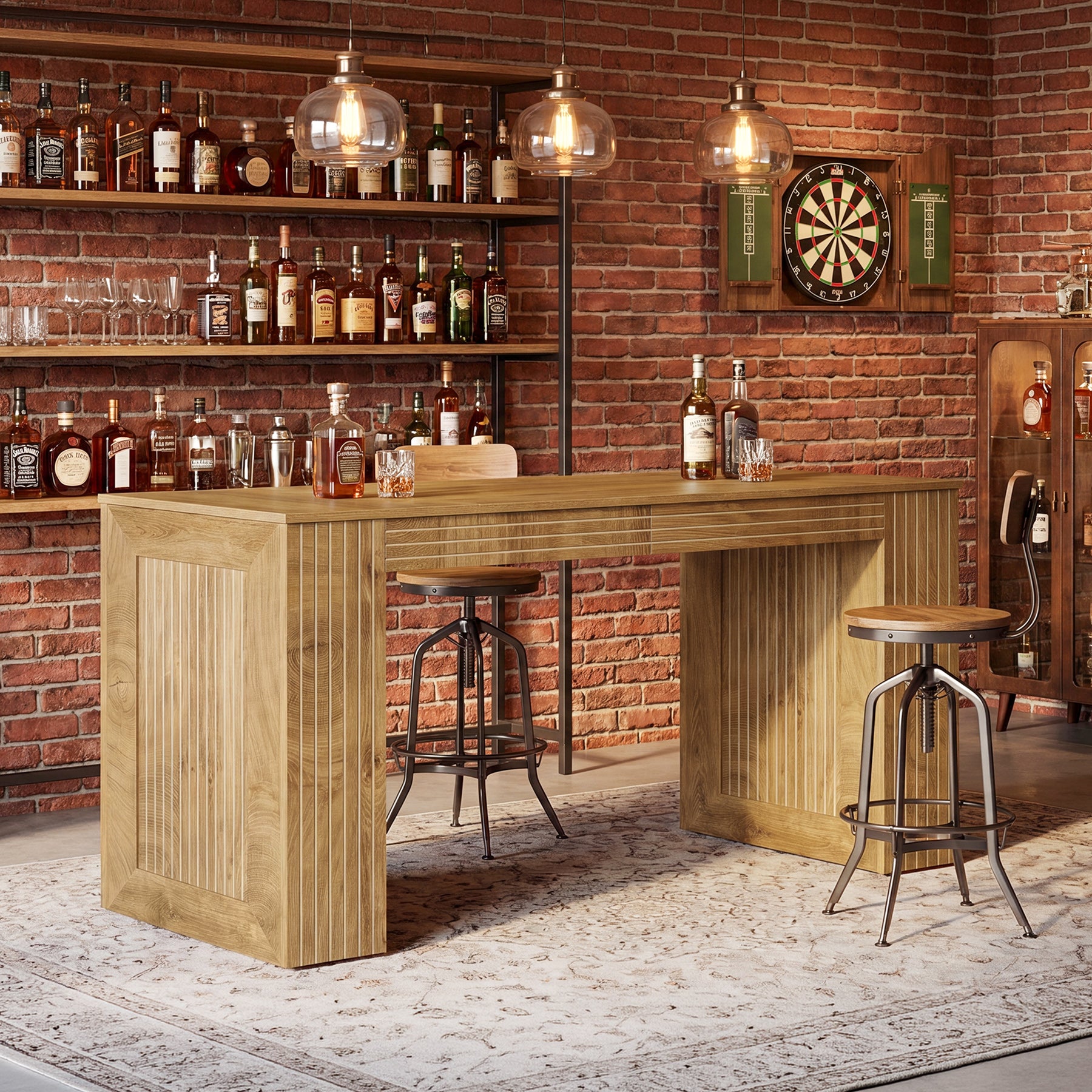 Tribesigns 62.99-Inch Counter Height Pub Table with Strong Frame, Farmhouse Bar Table for Kitchen(Only Table)