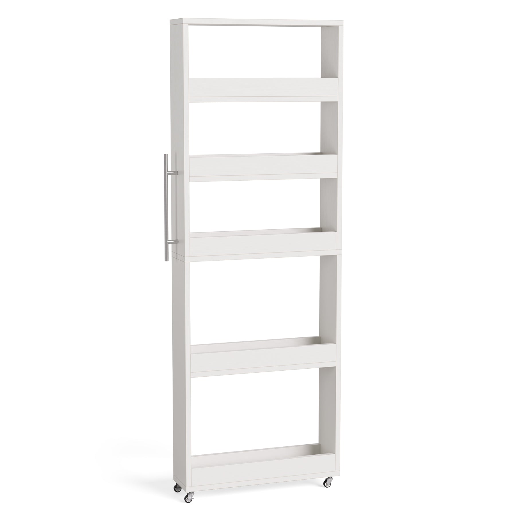 63" Utility Cart on Wheels, 5-Tier Narrow Mobile Shelf Organizer