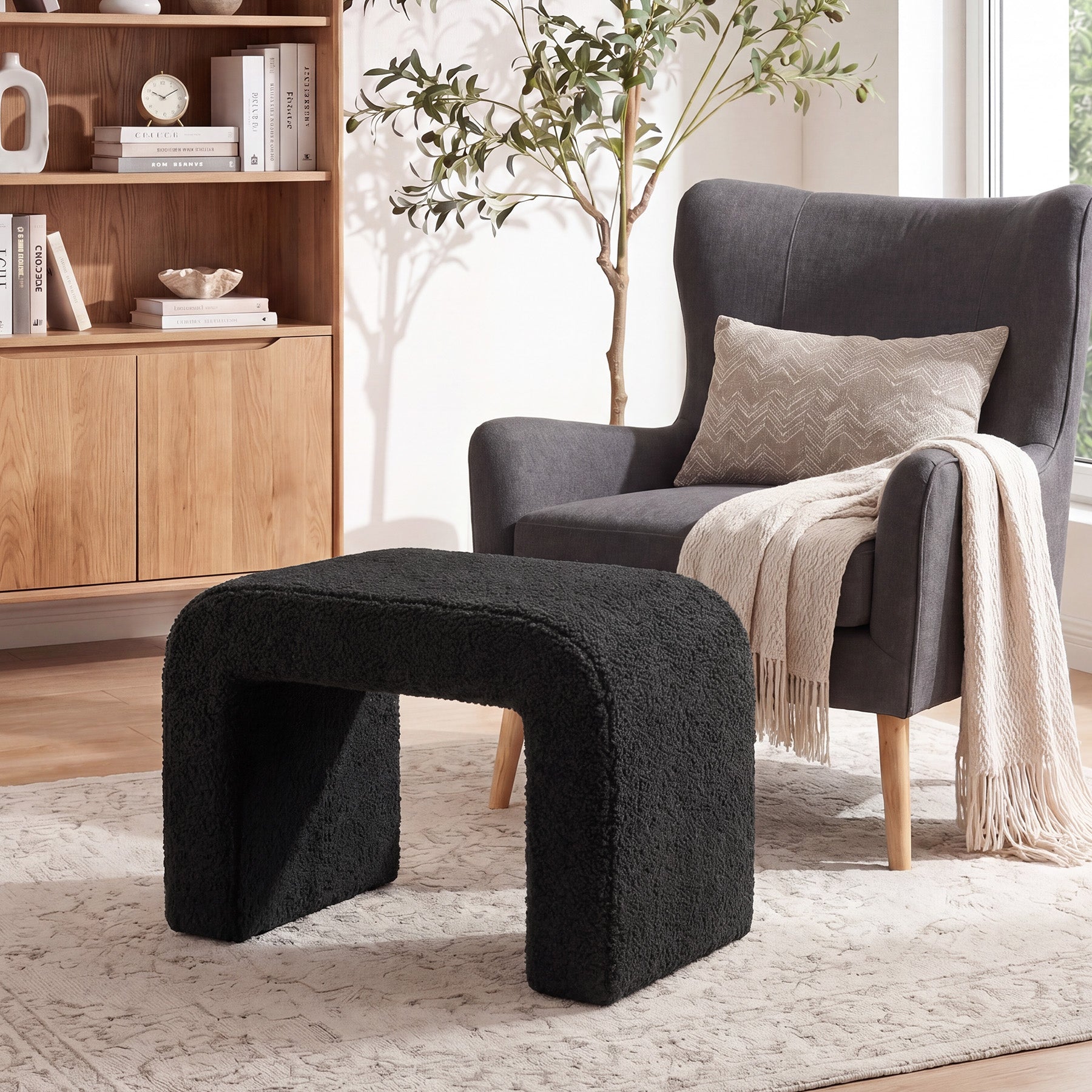 Tribesigns Modern Vanity Stool, Upholstered Ottoman Sofa Footrest