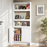70.9" H Behind The Door Bookshelf, 5-Tier Narrow Bookcase with Open Shelves & Closed Cabinet 3