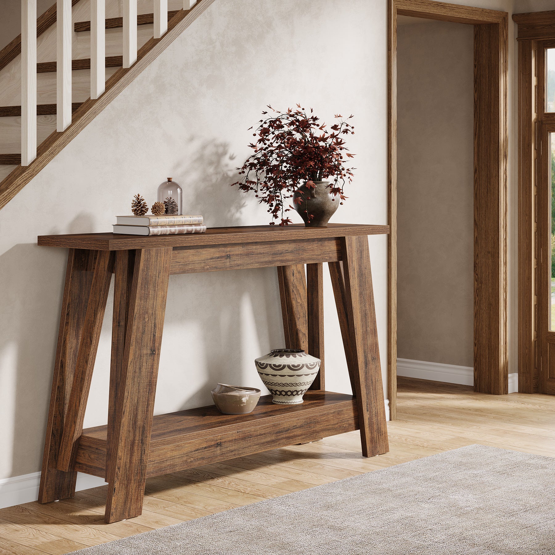 41.3" Console Table, 2-Tier Farmhouse Sofa Entryway Table with Storage