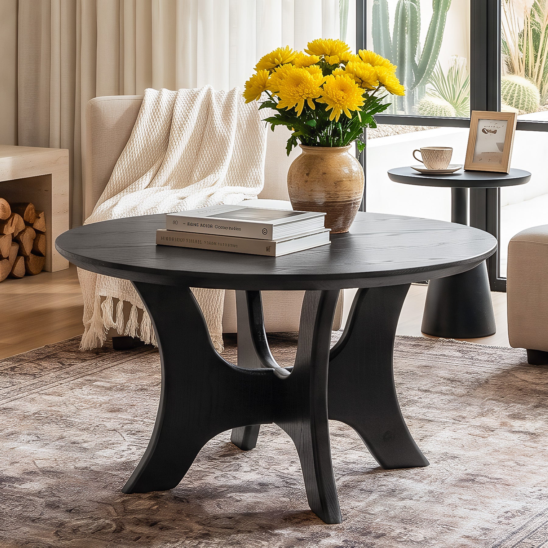 31" Round Coffee Table, Modern Design Center Table for Living Room