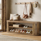 47.2" Entryway Bench, 2-Tier Shoe Bench End of Bed Stool with Storage