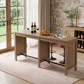70.9" Farmhouse Bar Table for 4-6, Counter Height Pub Table with Metal Footrests 3