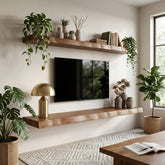63" Solid Wood Floating Mantel Shelf with Live Edge, Rustic Fireplace Mantel & Wall Shelf for Living Room 3