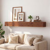 Tribesigns 70.9 Inch Solid Wood Floating Shelf, Hand-Carved Herringbone Wall Display Shelf with Hidden Bracket for Living Room 3