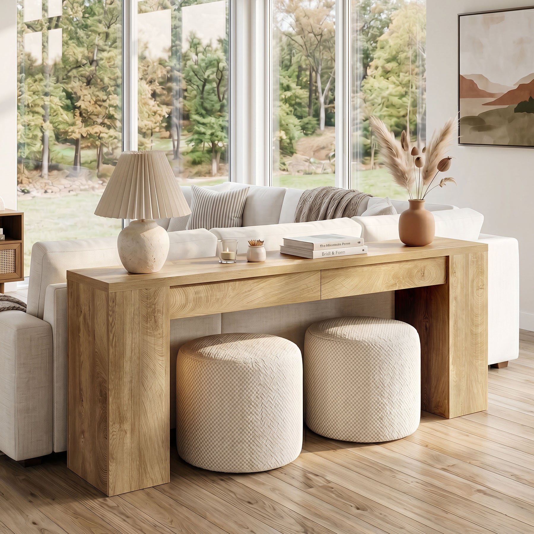 79" Extra Long Console Table, Narrow Sofa Table for Behind Couch, Fluted Entryway Table for Living Room & Hallway