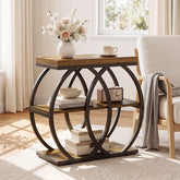 3-Tier Narrow End Table, Industrial Side Table with Metal Frame for Small Spaces 3