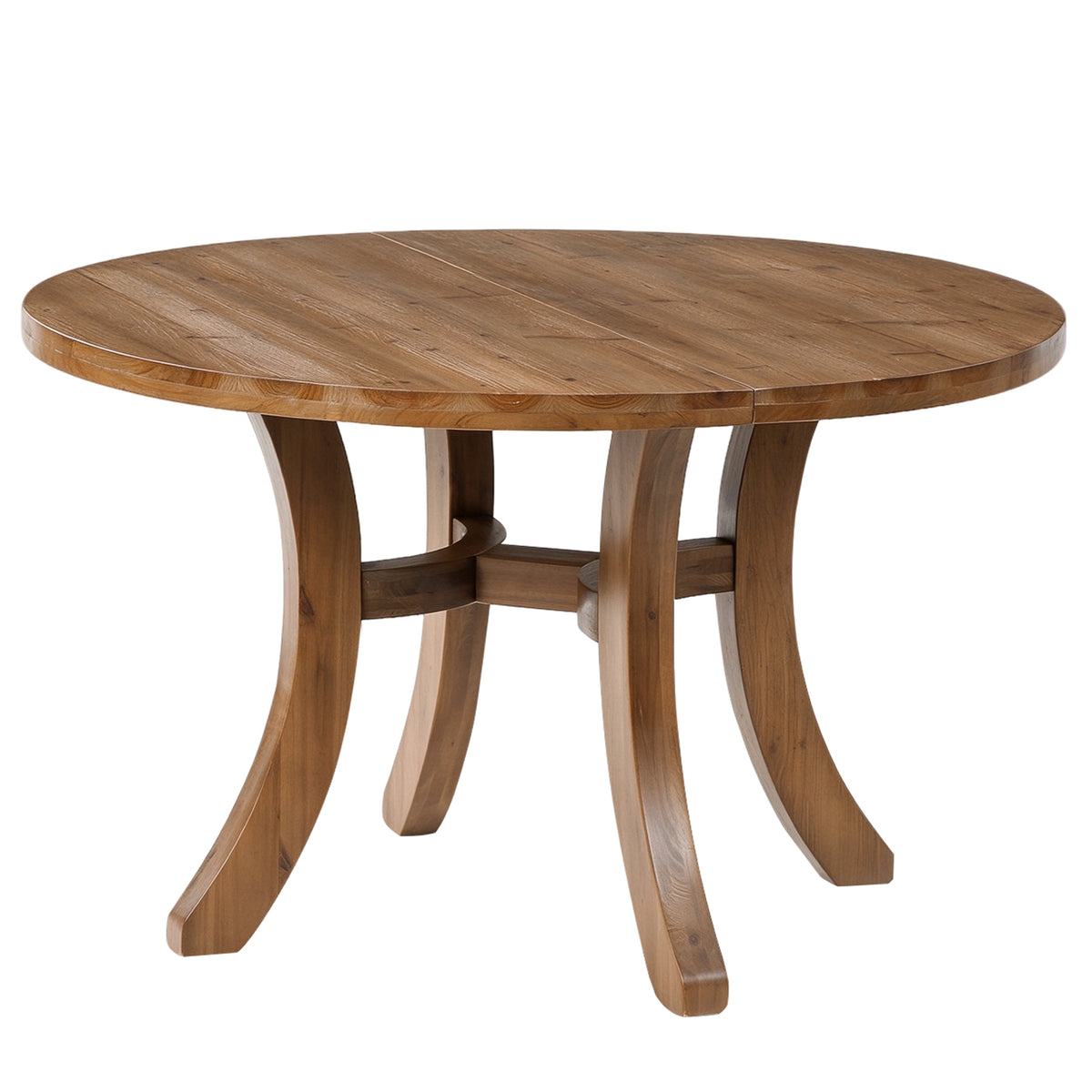 47" Round Farmhouse Solid Wood Dining Table for 4-6 with Curved Legs