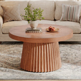 Round Coffee Table, 31.5" Circle Center Table with Fluted Drum Base 3