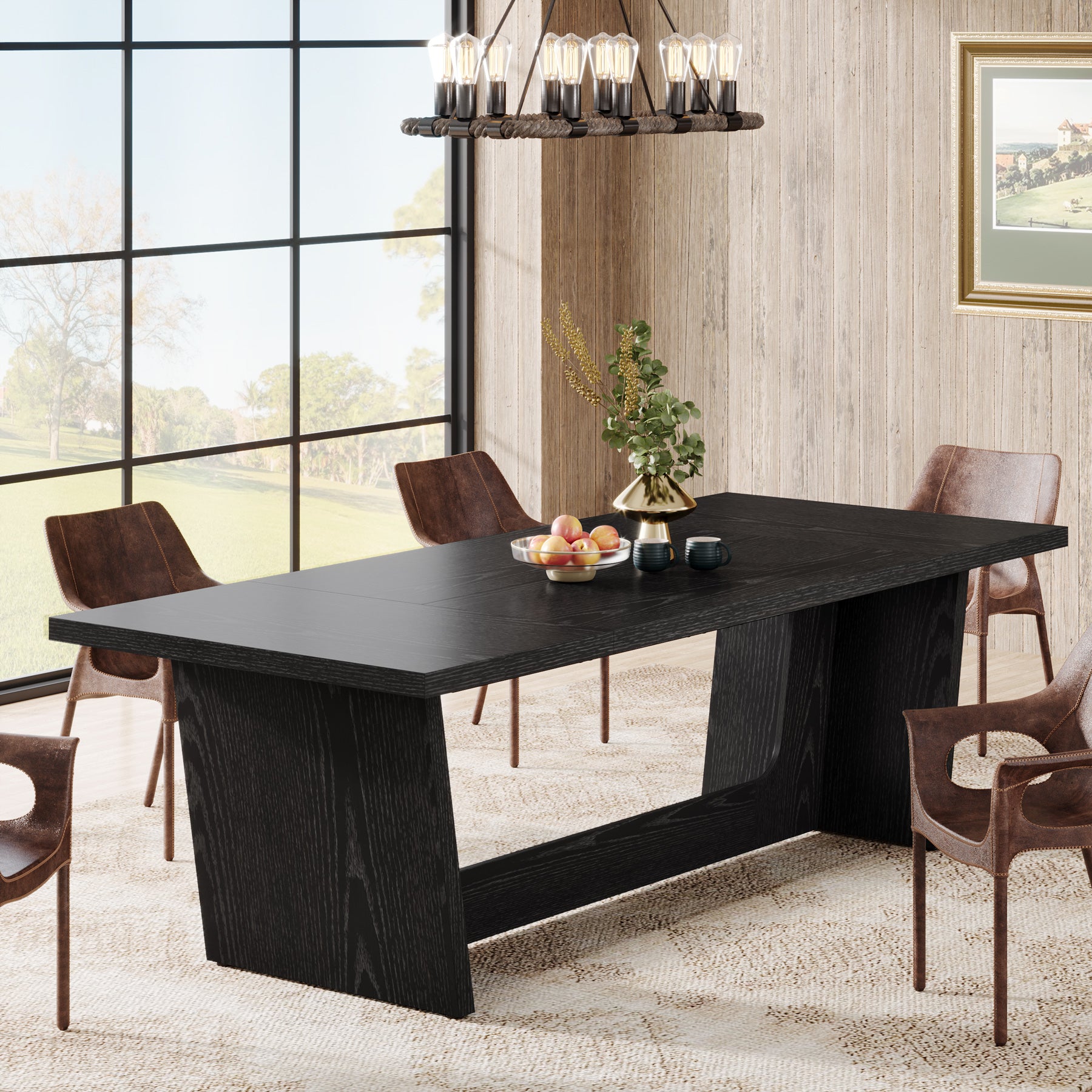 Tribesigns 70.8-Inch Dining Table Wood Farmhouse Kitchen Table for