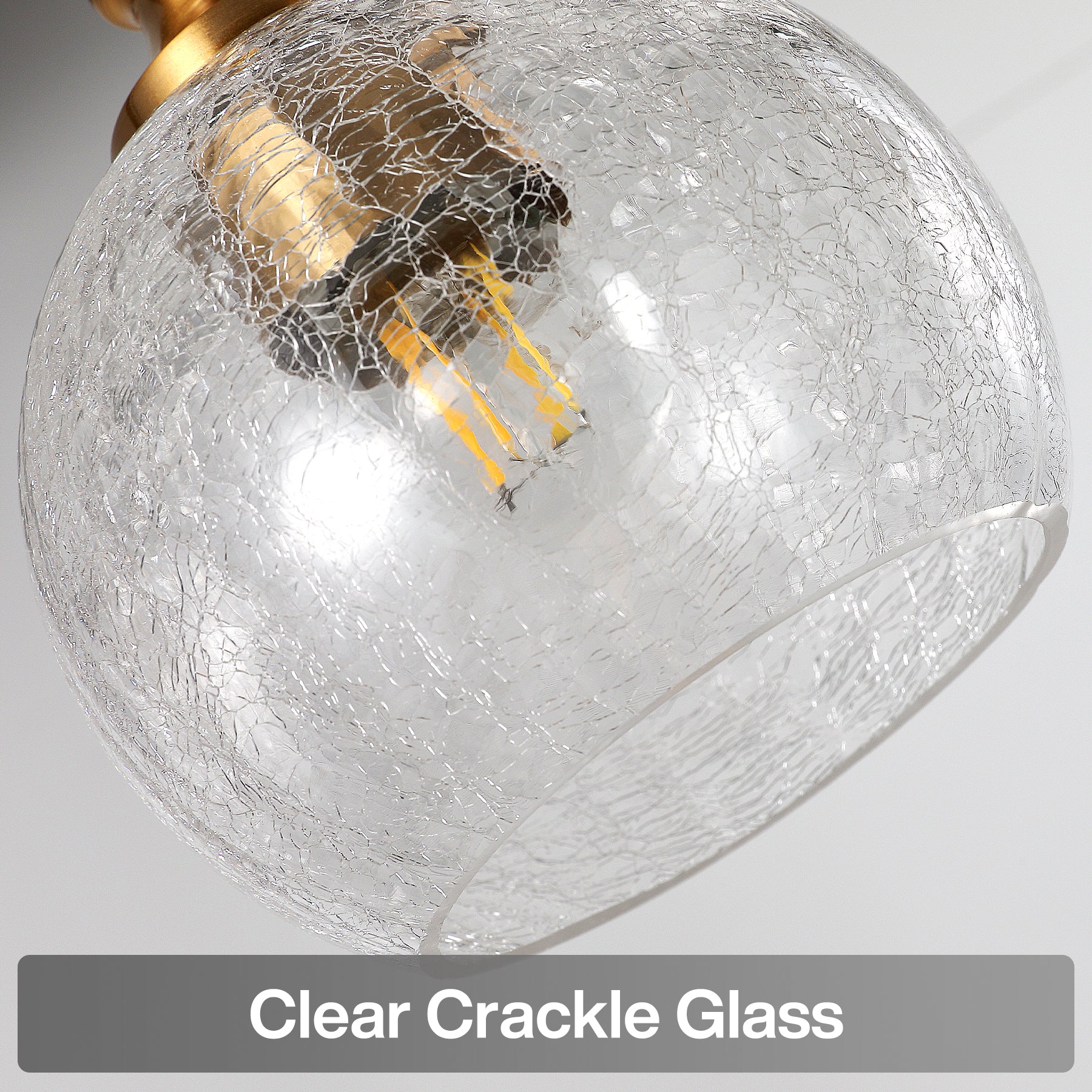 5-Light Pendant Lights, Kitchen Island Chandelier with Clear Crackle Glass Shades & Adjustable Height
