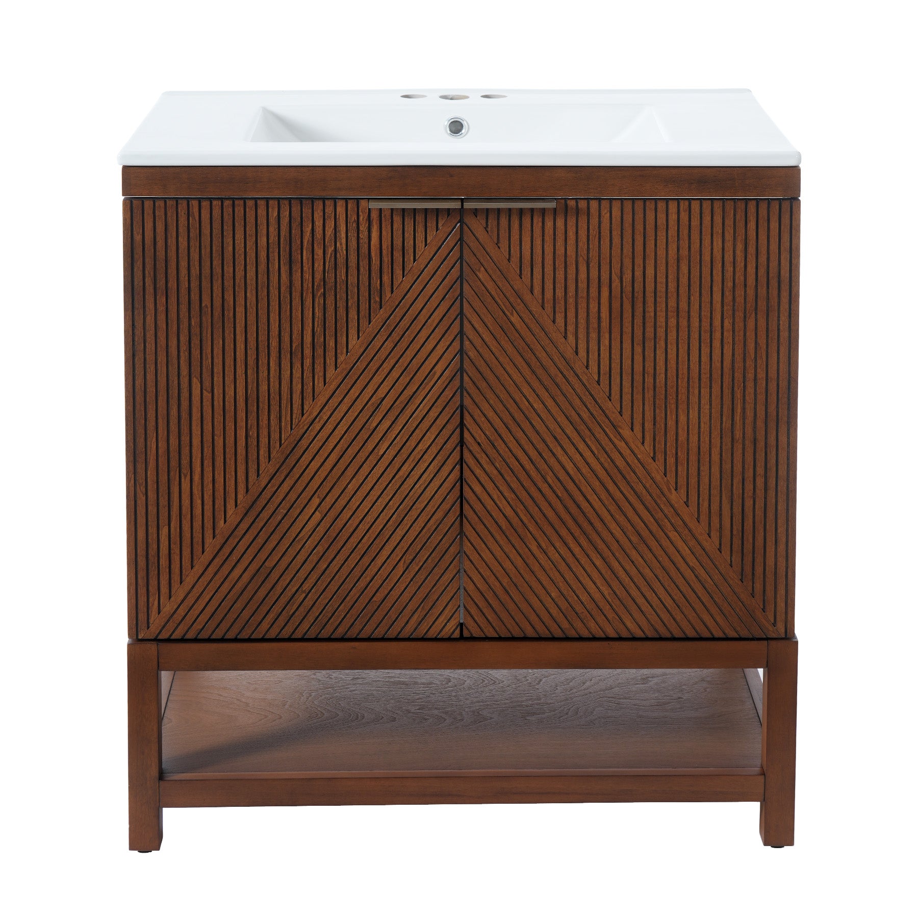 30" Bathroom Vanity with Sink, Farmhouse Bath Storage Cabinet with Solid Wood Frame